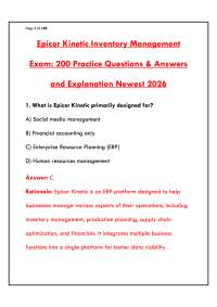 EPICOR KINETIC INVENTORY MANAGEMENT EXAM | COMPLETE STUDY GUIDE & PRACTICE TEST