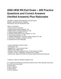 2026 HESI RN Exit Exam – 200 Practice Questions and Correct Answers (Verified Answers) Plu