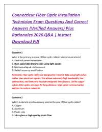 Connecticut Fiber Optic Installation Technician Exam Questions And Correct Answers