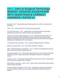 Ch 1 - Intro to Surgical Technology NEWEST UPDATED EXAM PAPER WITH QUESTIONS & CORRECT A