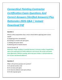 Connecticut Painting Contractor Certification Exam Questions And Correct Answers