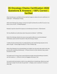 3S Oncology Chemo Certification 2026 Questions & Answers | 100% Correct | Verified