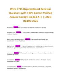 WGU C715 Organizational Behavior Questions with 100% Correct Verified Answer Already Gra