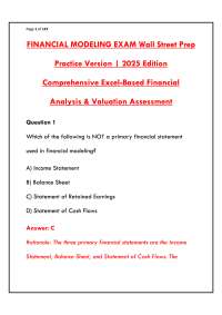 FINANCIAL MODELING EXAM WALL STREET PREP PRACTICE VERSION | COMPLETE STUDY GUIDE & VERIFIE