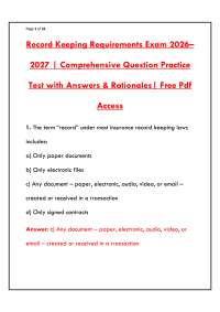 KEEPING REQUIREMENTS EXAM 2026 | COMPLETE STUDY GUIDE & VERIFIED ANSWERS