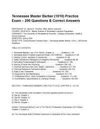 Tennessee Master Barber (1010) Practice Exam – 200 Questions & Correct Answers.pdf