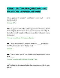 VADETS TEST PAPER QUESTIONS AND SOLUTIONS VERIFIED ANSWERS