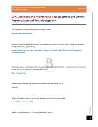 QAC Landscape and Maintenance Test Questions and Correct Answers, Exams of Pest Management