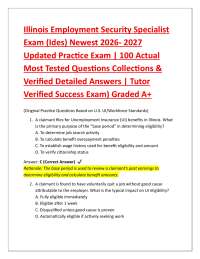 Illinois Employment Security Specialist Exam (Ides) Newest 2026- 2027 Updated Practice E