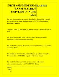 NRNP 6635 MIDTERM EXAM WALDEN UNIVERSITY NURS 6635 LATEST