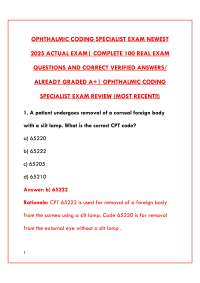 OPHTHALMIC CODING SPECIALIST EXAM NEWEST 2025 | COMPLETE STUDY GUIDE & PRACTICE QUESTIONS