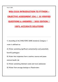 WGU D335 INTRODUCTION TO PYTHON FINAL EXAM | COMPLETE STUDY GUIDE & VERIFIED ANSWERS PDF