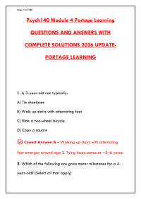 PSYCH140 MODULE 4 PORTAGE LEARNING QUESTIONS AND ANSWERS WITH COMPLETE SOLUTIONS 2026 UPDA