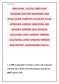QME EXAM STUDY GUIDE | COMPLETE PRACTICE QUESTIONS & VERIFIED ANSWERS PDF