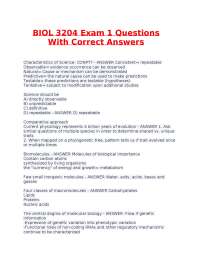 BIOL 3204 Exam 1 Questions With Correct Answers.