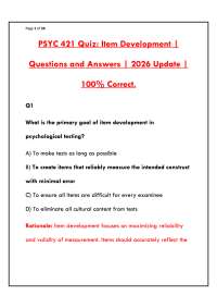 PSYC 421 QUIZ STUDY GUIDE | COMPLETE PRACTICE QUESTIONS & VERIFIED ANSWERS PDF