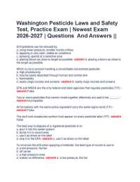 Washington Pesticide Laws and Safety Test, Practice Exam | Newest Exam 2026-2027 |