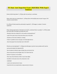 PA State Auto Inspection Exam (2025/2026) With Expert Solutions
