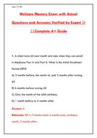 WELLCARE MASTERY EXAM ACTUAL QUESTIONS AND ANSWERS VERIFIED BY EXPERT | COMPLETE STUDY GUI