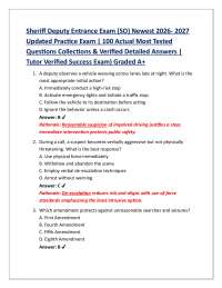 Sheriff Deputy Entrance Exam (SO) Newest 2026- 2027 Updated Practice Exam | 100 Actual Mo