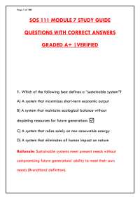 SOS 111 MODULE 7 STUDY GUIDE QUESTIONS WITH CORRECT ANSWERS GRADED A | COMPLETE EXAM PREP