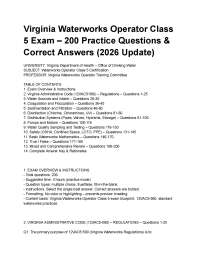 Virginia Waterworks Operator Class 5 Exam – 200 Practice Questions & Correct Answers (2026