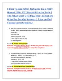 Illinois Transportation Technician Exam (IDOT) Newest 2026- 2027 Updated Practice Exam |