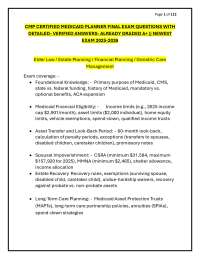 CMP CERTIFIED MEDICAID PLANNER FINAL EXAM QUESTIONS