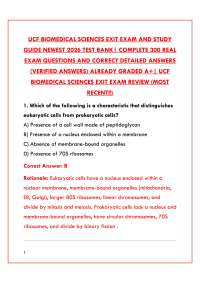 UCF BIOMEDICAL SCIENCES EXIT EXAM AND STUDY GUIDE NEWEST 2026 TEST BANK | COMPLETE PRACTIC