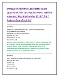 Delaware Painting Contractor Exam Questions And Correct Answers (Verified Answers)