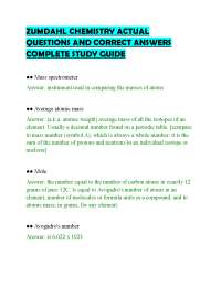 ZUMDAHL CHEMISTRY ACTUAL QUESTIONS AND CORRECT ANSWERS COMPLETE STUDY GUIDE