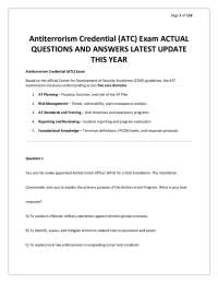 Antiterrorism Credential (ATC) Exam ACTUAL QUESTIONS AND ANSWERS LATEST UPDATE THIS YEAR.p