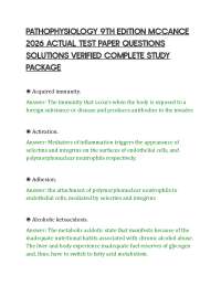 PATHOPHYSIOLOGY 9TH EDITION MCCANCE 2026 ACTUAL TEST PAPER QUESTIONS SOLUTIONS VERIFIED CO