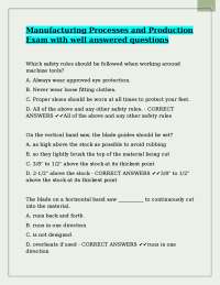 Manufacturing Processes and Production Exam with well answered questions