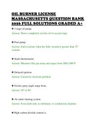 OIL BURNER LICENSE MASSACHUSETTS QUESTION BANK 2026 FULL SOLUTIONS GRADED A+