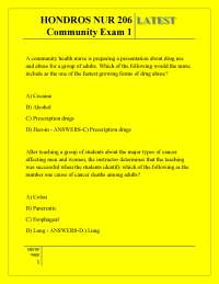 HONDROS NUR 206 LATEST Community Exam 1,HONDROS NUR 206 LATEST Community Exam 1