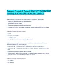 California Property & Casualty COMPLETE EXAM LATEST VERSION 2026-2027 QUESTIONS AND ANSWER
