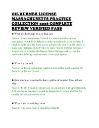 OIL BURNER LICENSE MASSACHUSETTS PRACTICE COLLECTION 2026 COMPLETE REVIEW VERIFIED PASS