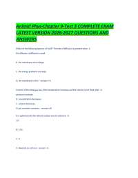 Animal Phys-Chapter 9-Test 3 COMPLETE EXAM LATEST VERSION 2026-2027 QUESTIONS AND ANSWERS