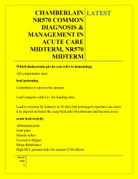 CHAMBERLAIN NR570 COMMON DIAGNOSIS & MANAGEMENT IN ACUTE CARE MIDTERM, NR570 MIDTERM
