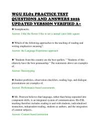 WGU ELO1 PRACTICE TEST QUESTIONS AND ANSWERS 2026 UPDATED VERSION VERIFIED A+