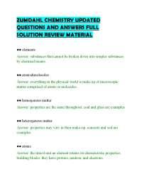 ZUMDAHL CHEMISTRY UPDATED QUESTIONS AND ANSWERS FULL SOLUTION REVIEW MATERIAL