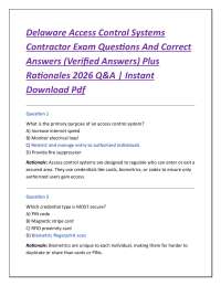 Delaware Access Control Systems Contractor Exam Questions And Correct Answers