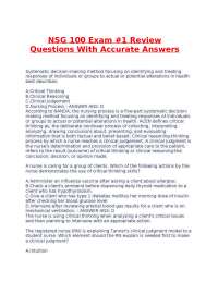 NSG 100 Exam #1 Review Questions With Accurate Answers.