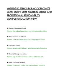 WGU D550 ETHICS FOR ACCOUNTANTS EXAM SCRIPT 2026 AUDITING ETHICS AND PROFESSIONAL RESPONSI