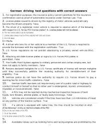 German driving test questions with correct answers