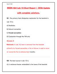 MEEN 464 Lab 10 Short Report 2025-2026 | Heat Sink & TIM Analysis Q&A