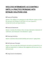 WGU D103 INTERMEDIATE ACCOUNTING I UNITS 2–4 PRACTICE PROBLEMS WITH DETAILED SOLUTIONS 202