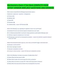 Biochemistry Exam 4 Test Bank COMPLETE EXAM LATEST VERSION 2026-2027 QUESTIONS AND ANSWERS
