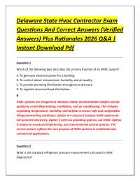 Delaware State Hvac Contractor Exam Questions And Correct Answers (Verified Answers)